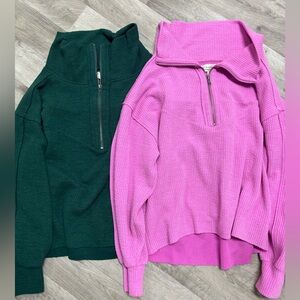 Saltwater LUXE Pink and Green Cowl Neck Sweaters